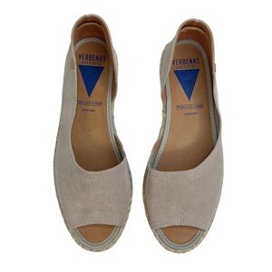 Verbenas Gray Cruz Leather & Suede Espadrille Flats